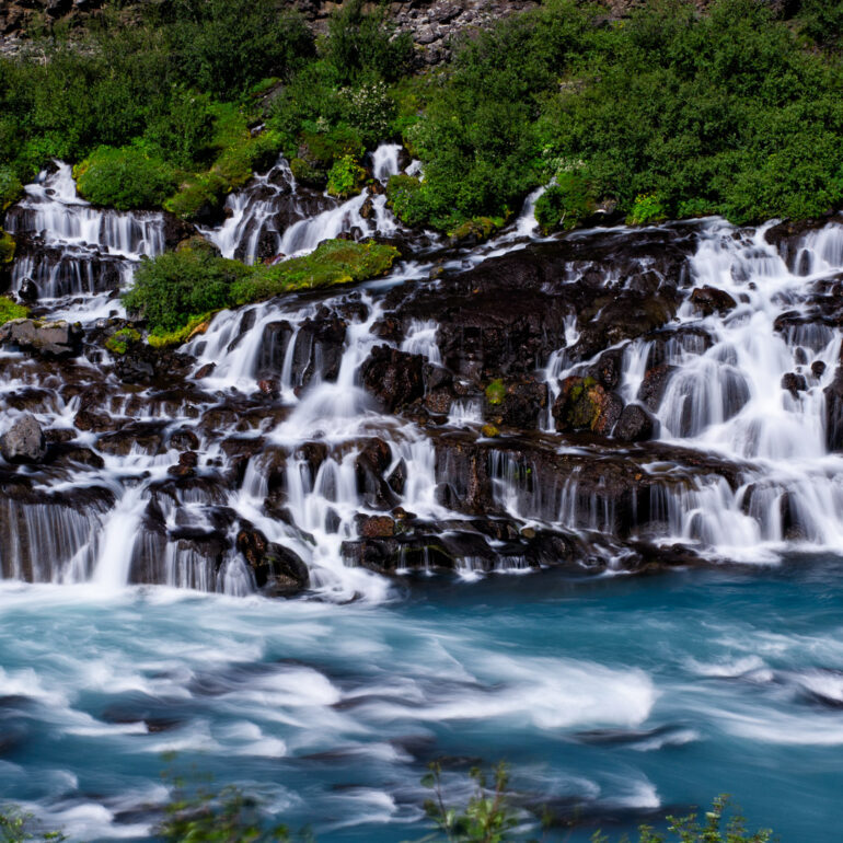 Hraunfossar Wasserfall - Hvitá Iceland Island