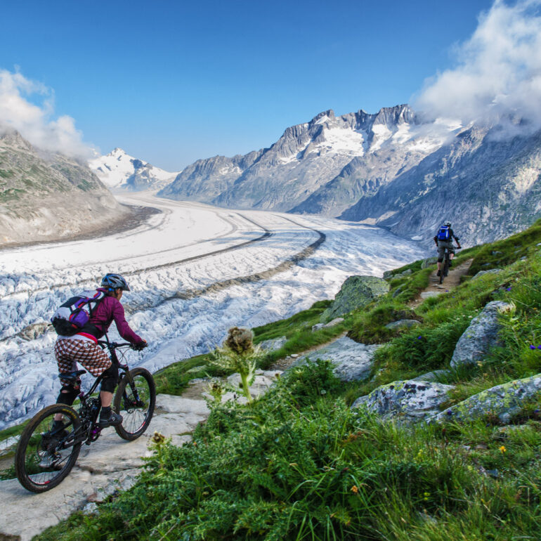 Mountainbiken am Aletschgletscher