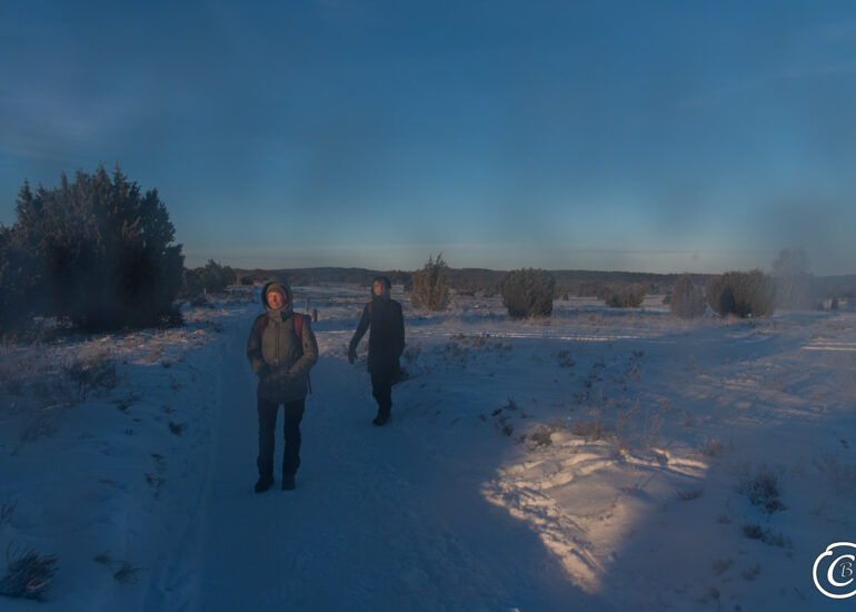 Ein Wochenende in der Winterheide 12 Winterwanderung in der Lüneburger Heide - Frontlinse gefroren
